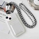 For iPhone 14 Metallic Paint Skin Feel Full Coverage Shockproof Phone Case with Card Bag + Lanyard(White) - 1