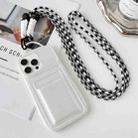 For iPhone 15 Pro Metallic Paint Skin Feel Full Coverage Shockproof Phone Case with Card Bag + Lanyard(White) - 1