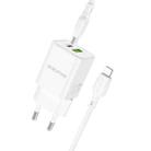 BOROFONE BN14 Royal PD30W Type-C + QC3.0 USB Charger with Type-C to 8 Pin Cable, EU Plug(White) - 1