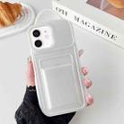 For iPhone 12 Metallic Paint Skin Feel Full Coverage Shockproof Phone Case with Card Bag(White) - 1