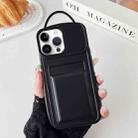 For iPhone 12 Pro Max Metallic Paint Skin Feel Full Coverage Shockproof Phone Case with Card Bag(Black) - 1