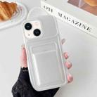 For iPhone 14 Metallic Paint Skin Feel Full Coverage Shockproof Phone Case with Card Bag(White) - 1