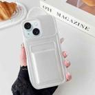 For iPhone 15 Metallic Paint Skin Feel Full Coverage Shockproof Phone Case with Card Bag(White) - 1