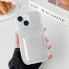 For iPhone 15 Plus Metallic Paint Skin Feel Full Coverage Shockproof Phone Case with Card Bag(White) - 1
