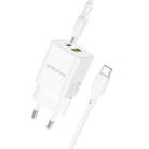 BOROFONE BN14 Royal PD30W Type-C + QC3.0 USB Charger with Type-C to Type-C Cable, EU Plug(White) - 1