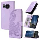 For Sharp Aquos sense8/SHG11/SH-54D Datura Flower Embossed Flip Leather Phone Case(Purple) - 1