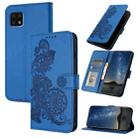 For Sharp Aquos Sense 6/Aquos Sense6s Datura Flower Embossed Flip Leather Phone Case(Blue) - 1
