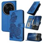 For Sharp Aquos R9 Pro Datura Flower Embossed Flip Leather Phone Case(Blue) - 1