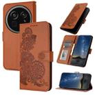 For Sharp Aquos R9 Pro Datura Flower Embossed Flip Leather Phone Case(Brown) - 1