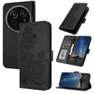 For Sharp Aquos R9 Pro Datura Flower Embossed Flip Leather Phone Case(Black) - 1