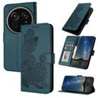 For Sharp Aquos R9 Pro Datura Flower Embossed Flip Leather Phone Case(Dark Green) - 1