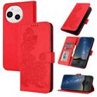 For Sharp Aquos Sense9 Datura Flower Embossed Flip Leather Phone Case(Red) - 1