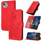 For Sharp Aquos wish5 Datura Flower Embossed Flip Leather Phone Case(Red) - 1