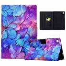 For Samsung Galaxy Tab A9 Electric Pressed Painted Leather Tablet Case(Petals) - 1