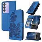 For vivo V30 Lite 5G India/T3 5G IDN Datura Flower Embossed Flip Leather Phone Case(Blue) - 1