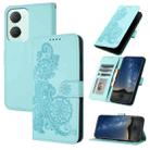 For vivo Y03 4G Global Datura Flower Embossed Flip Leather Phone Case(Light blue) - 1