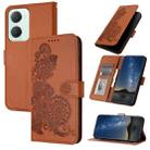 For vivo Y03 4G Global Datura Flower Embossed Flip Leather Phone Case(Brown) - 1