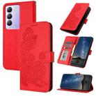 For vivo Y100 5G IDN/Y200e 5G Global Datura Flower Embossed Flip Leather Phone Case(Red) - 1