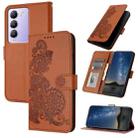 For vivo Y100 5G IDN/Y200e 5G Global Datura Flower Embossed Flip Leather Phone Case(Brown) - 1