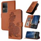 For vivo V30 5G Global/V30 Pro 5G Global Datura Flower Embossed Flip Leather Phone Case(Brown) - 1