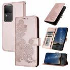 For vivo V30 5G Global/V30 Pro 5G Global Datura Flower Embossed Flip Leather Phone Case(Rose Gold) - 1