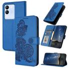 For vivo V30 Lite 5G Global Datura Flower Embossed Flip Leather Phone Case(Blue) - 1