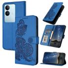 For vivo V29 5G Global/V29 Pro Datura Flower Embossed Flip Leather Phone Case(Blue) - 1