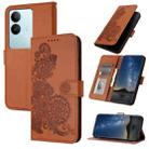 For vivo V29 5G Global/V29 Pro Datura Flower Embossed Flip Leather Phone Case(Brown) - 1