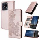 For vivo Y02A 4G/Y02 4G/Y11 2023/Y02t Datura Flower Embossed Flip Leather Phone Case(Rose Gold) - 1
