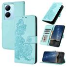 For vivo V29 Lite Datura Flower Embossed Flip Leather Phone Case(Light blue) - 1