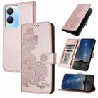 For vivo Y56 5G Global/Y16 4G Global Datura Flower Embossed Flip Leather Phone Case(Rose Gold) - 1