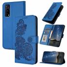 For vivo Y72 5G/iQOO Z3/Y52 5G Datura Flower Embossed Flip Leather Phone Case(Blue) - 1