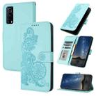 For vivo Y72 5G/iQOO Z3/Y52 5G Datura Flower Embossed Flip Leather Phone Case(Light blue) - 1