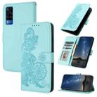 For vivo Y53s 4G/Y51a/Y33 4G Datura Flower Embossed Flip Leather Phone Case(Light blue) - 1