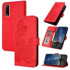 For vivo Y70s Datura Flower Embossed Flip Leather Phone Case(Red) - 1