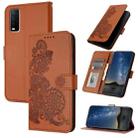 For vivo Y30 4G Global Datura Flower Embossed Flip Leather Phone Case(Brown) - 1