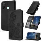 For vivo Y19/U3/Y5s/Z5i/U20 Datura Flower Embossed Flip Leather Phone Case(Black) - 1