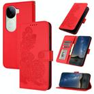 For vivo iQOO Z9s / V40e India Datura Flower Embossed Flip Leather Phone Case(Red) - 1