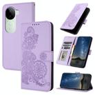 For vivo iQOO Z9s / V40e India Datura Flower Embossed Flip Leather Phone Case(Purple) - 1