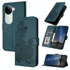 For vivo iQOO Z9s / V40e India Datura Flower Embossed Flip Leather Phone Case(Dark Green) - 1