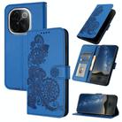 For vivo iQOO Z9s Pro / T3 Pro 5G India Datura Flower Embossed Flip Leather Phone Case(Blue) - 1