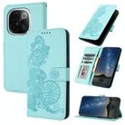 For vivo iQOO Z9s Pro / T3 Pro 5G India Datura Flower Embossed Flip Leather Phone Case(Light blue) - 1