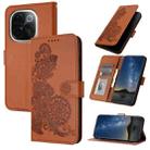 For vivo iQOO Z9s Pro / T3 Pro 5G India Datura Flower Embossed Flip Leather Phone Case(Brown) - 1