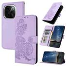 For vivo iQOO Z9s Pro / T3 Pro 5G India Datura Flower Embossed Flip Leather Phone Case(Purple) - 1