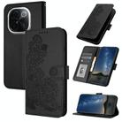 For vivo iQOO Z9s Pro / T3 Pro 5G India Datura Flower Embossed Flip Leather Phone Case(Black) - 1