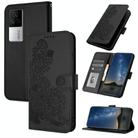 For vivo iQOO 7 India / iQOO Neo5 Datura Flower Embossed Flip Leather Phone Case(Black) - 1