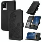 For vivo S9e Datura Flower Embossed Flip Leather Phone Case(Black) - 1