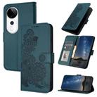 For vivo S19 Pro Datura Flower Embossed Flip Leather Phone Case(Dark Green) - 1