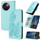 For vivo V30e Datura Flower Embossed Flip Leather Phone Case(Light blue) - 1