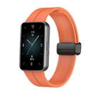 For Honor Band 9 Magnetic Folding Black Buckle Silicone Watch Band(Orange) - 1